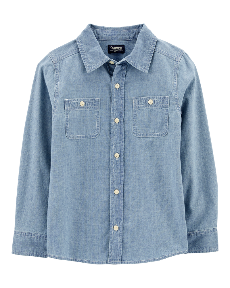 Kid Button-Front Chambray Shirt, image 1 of 4 slides
