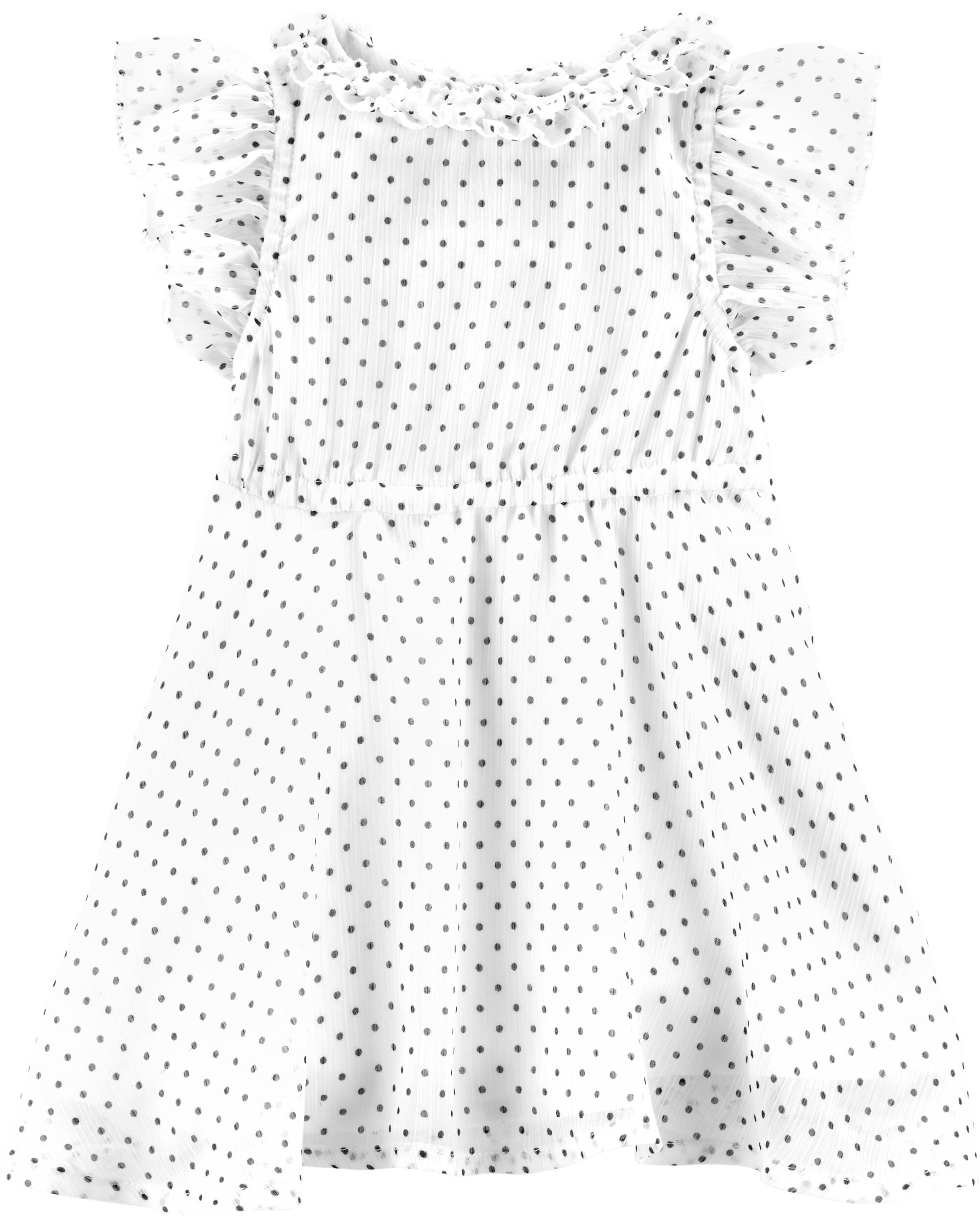 white polka dot chiffon dress