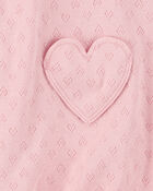 Baby Heart Pockets Cotton Romper - Pink, image 2 of 3 slides