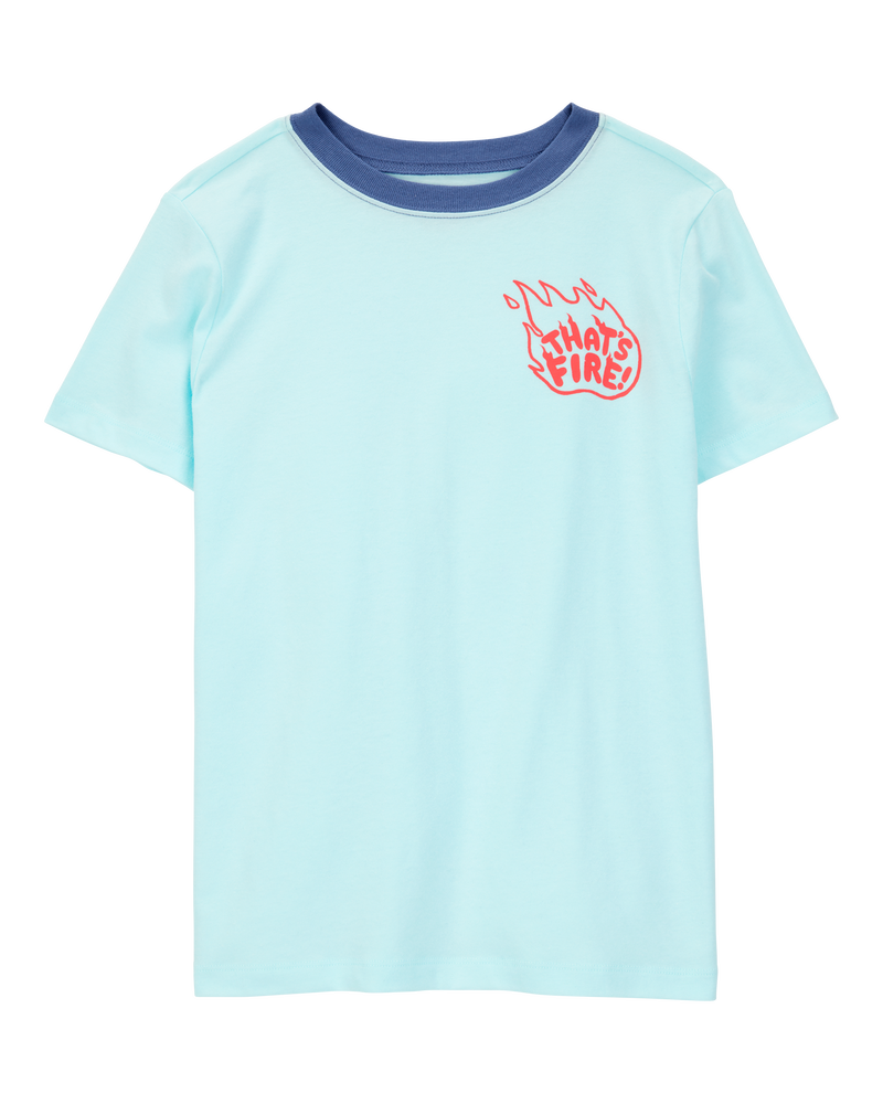 Kid That's Fire Short-Sleeve Graphic Tee - Turquoise, image 1 of 3 slides