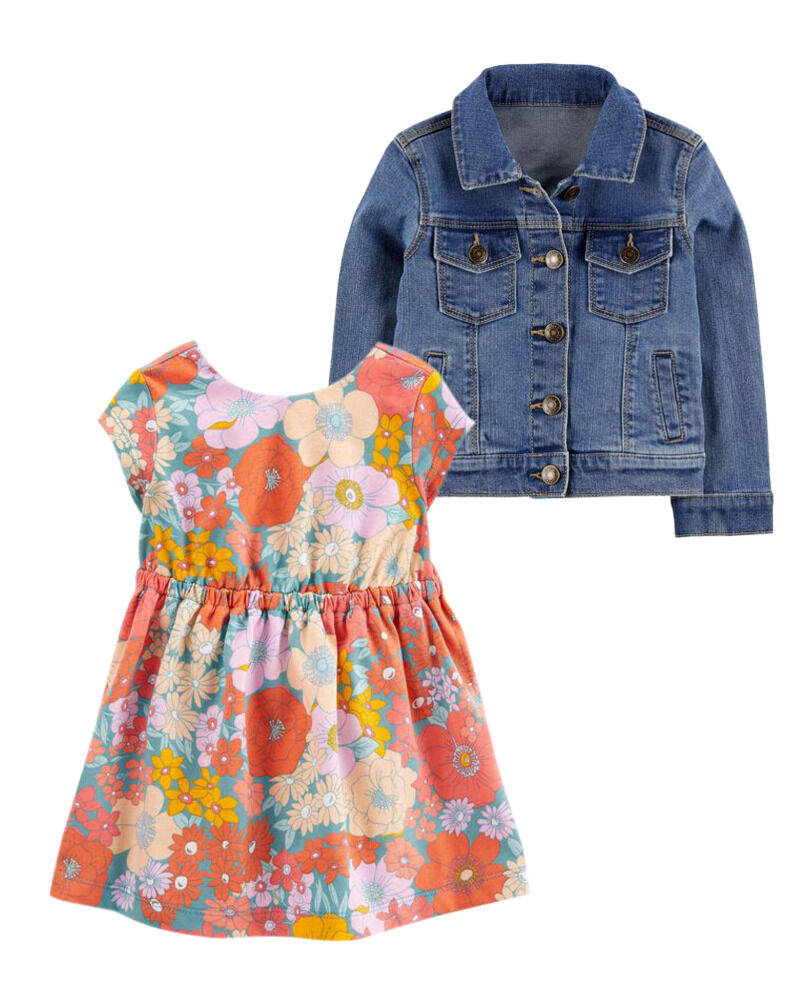 2-Piece Denim Jacket and Dress Set, image 1 of 1 slides