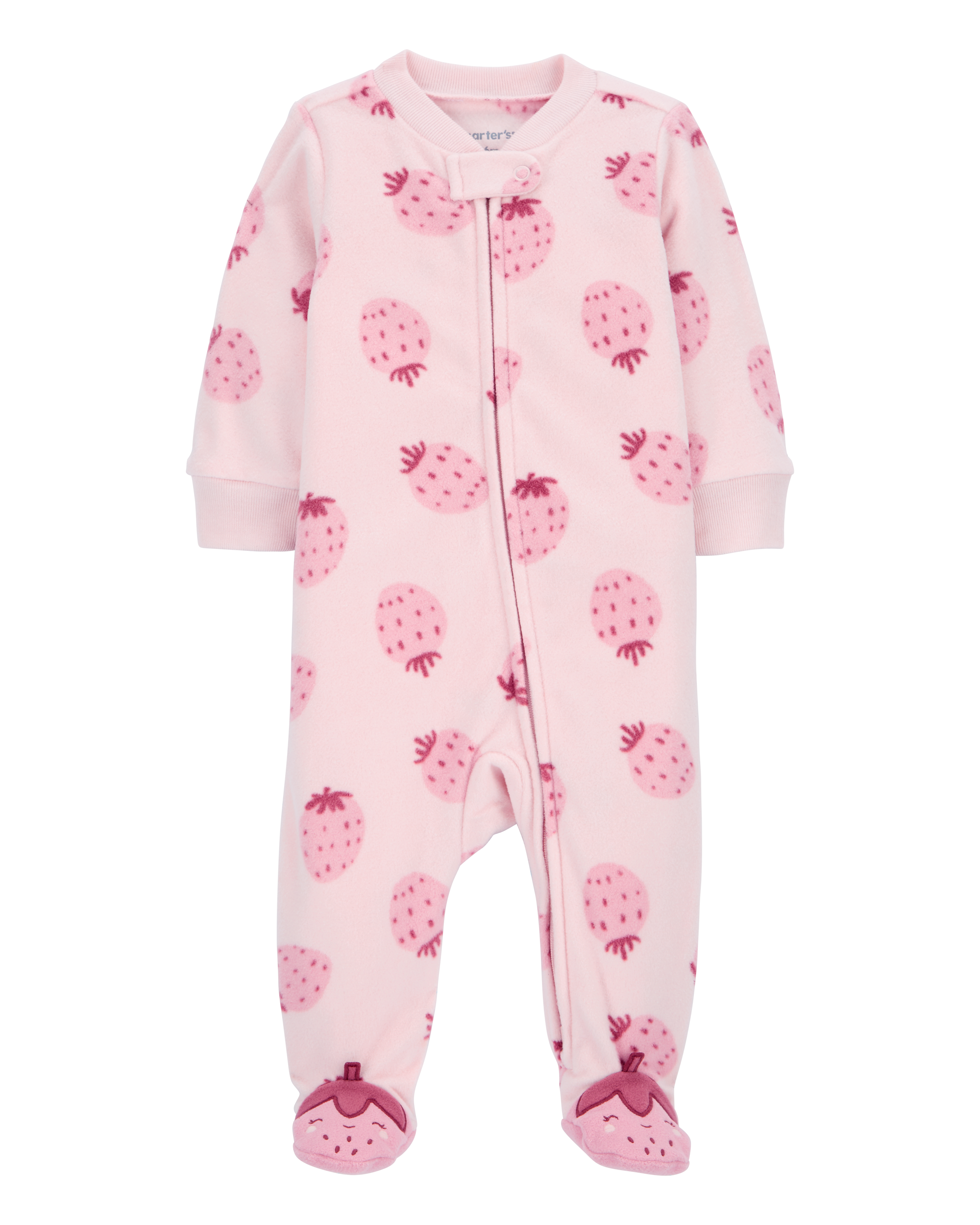 Pink Baby Strawberry Fleece Footie Sleep Play Pajamas skiphop