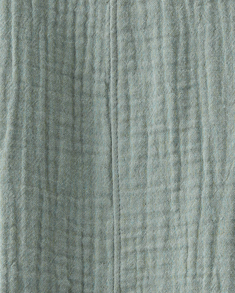 Toddler Organic Cotton Gauze Shortalls in Green, image 4 of 6 slides