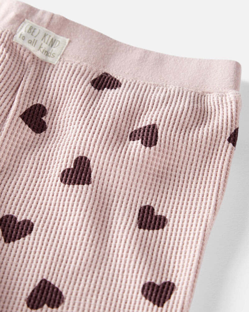 Toddler Waffle Knit Set Made with Organic Cotton in Heart Print, image 2 of 3 slides