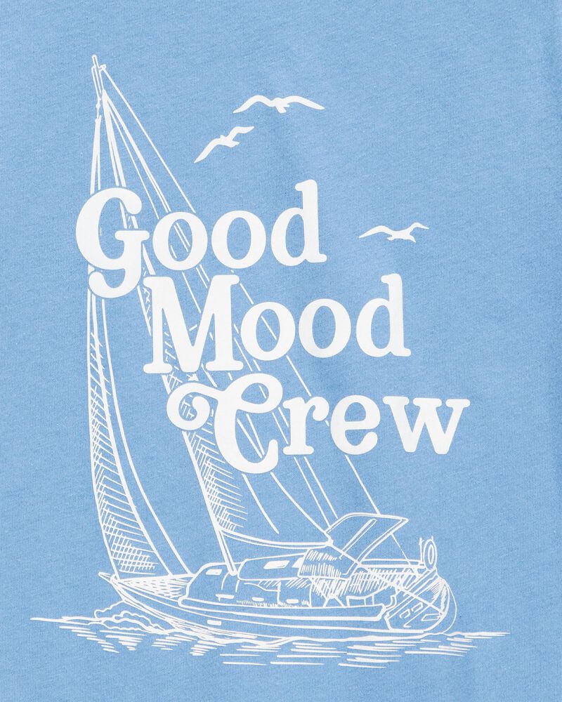 Kid Good Mood Crew Short-Sleeve Graphic Tee - Blue, image 2 of 3 slides