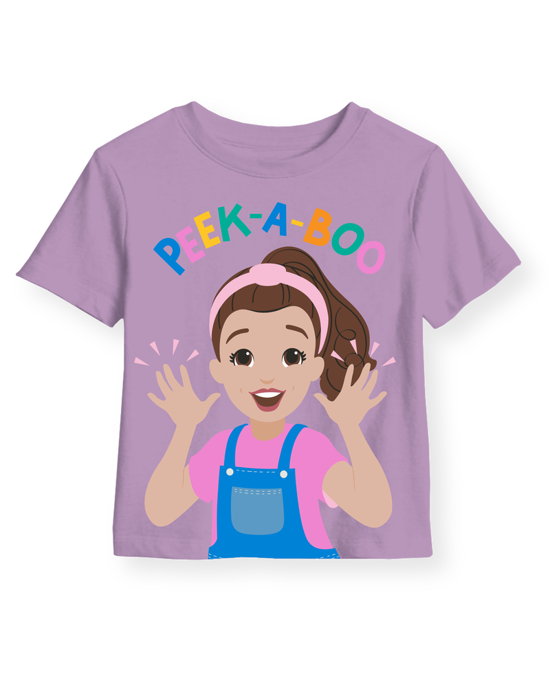 Toddler Ms. Rachel™ 'Peek-a-Boo' Short-Sleeve Graphic Tee - Purple, image 1 of 2 slides