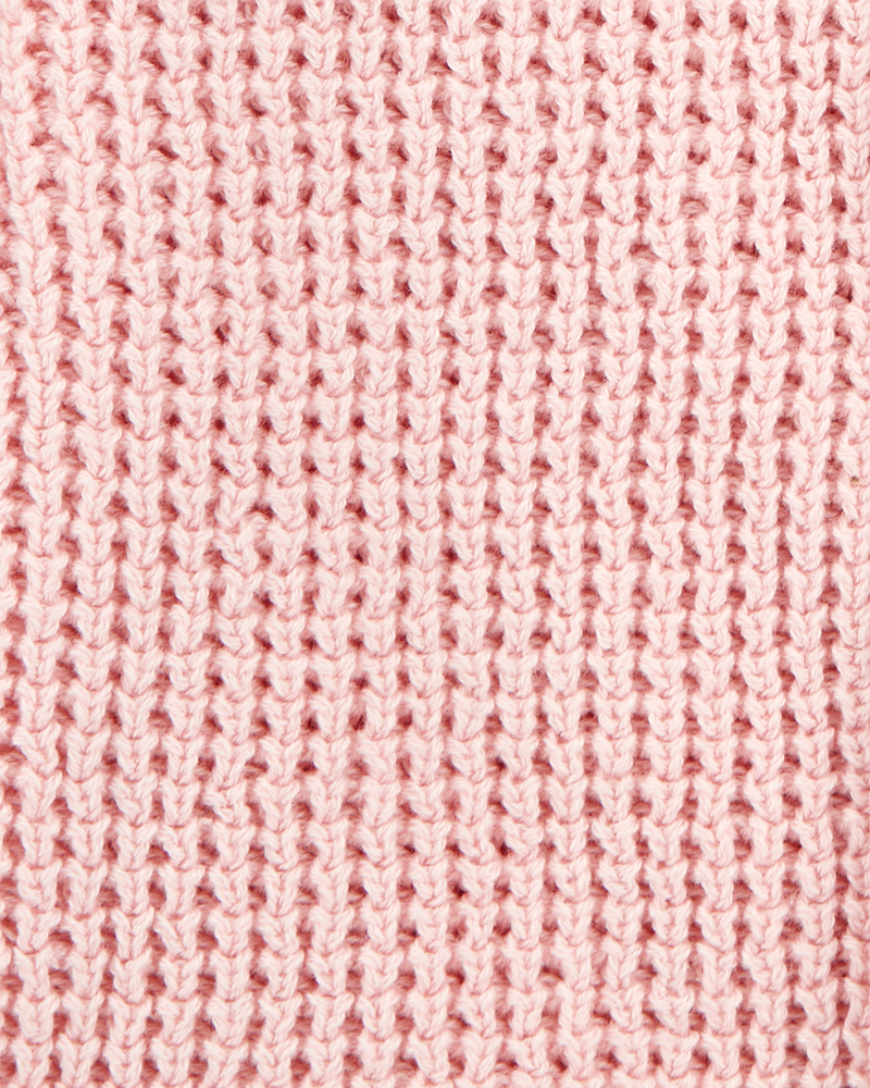 Baby Hooded Waffle Knit Cardigan - Pink, image 2 of 3 slides