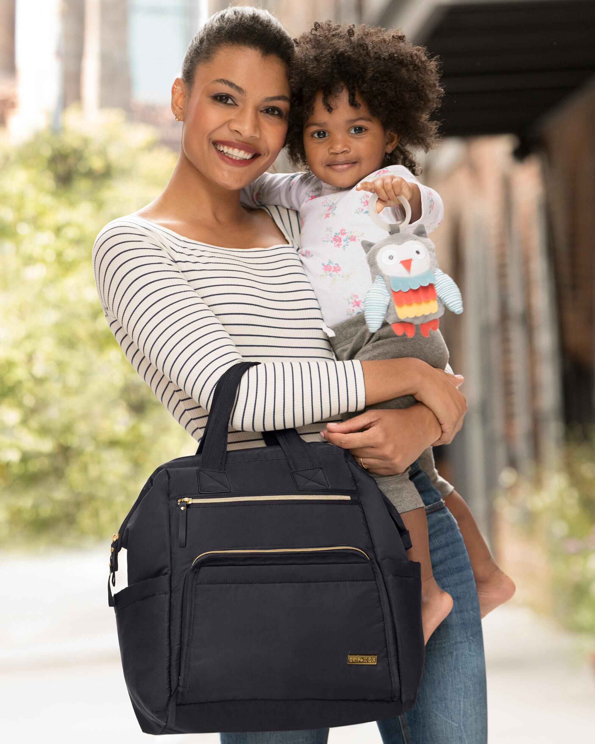Black Mainframe Wide Open Backpack Diaper Bag skiphop
