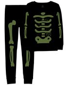 Kid 2-Piece Glow Skeleton 100% Snug Fit Cotton Pajamas, image 2 of 4 slides