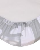 Skip Hop Cozy-Up 2-in-1 Bedside Sleeper 100% Cotton Fitted Bassinet Sheet - Grey & White Clouds, image 3 of 4 slides
