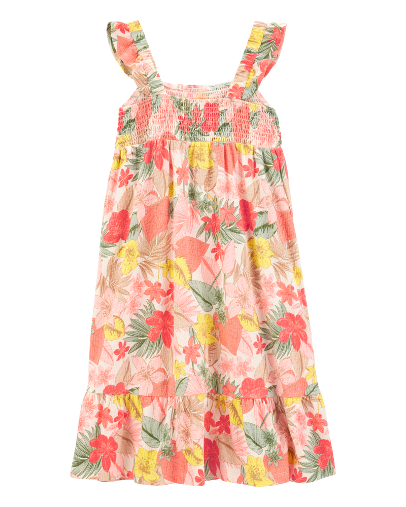 Kid Floral Smocked Midi Dress, image 2 of 4 slides