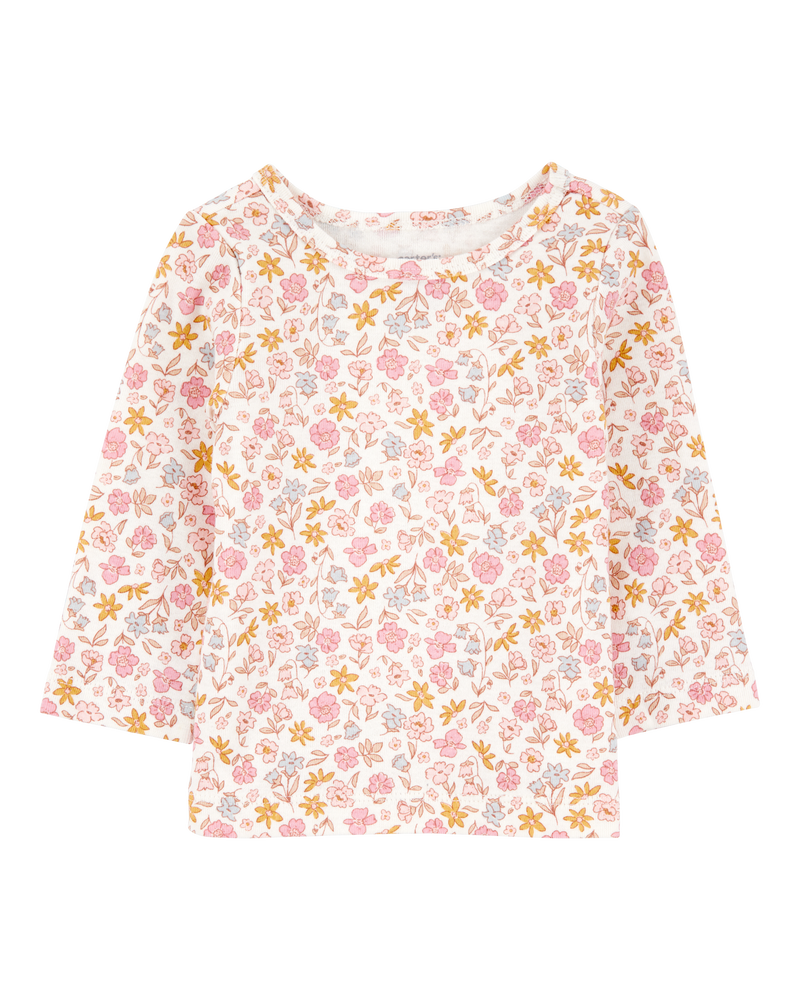 Baby 2-Piece Floral Bunny Long-Sleeve Tee & Coverall Set - Pink, image 4 of 7 slides