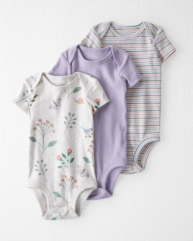 Baby 3-Pack Organic Cotton Rib Bodysuits
, image 1 of 6 slides