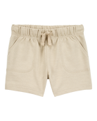 Toddler Boy Pull-On French Terry Shorts - Khaki, image 1 of 6 slides