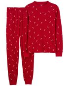Adult 2-Piece Candy Cane Thermal Pajamas, image 1 of 2 slides