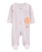 Baby Hot Air Balloon Bunny 2-Way Zip Cotton Sleep & Play Pajamas, image 1 of 5 slides