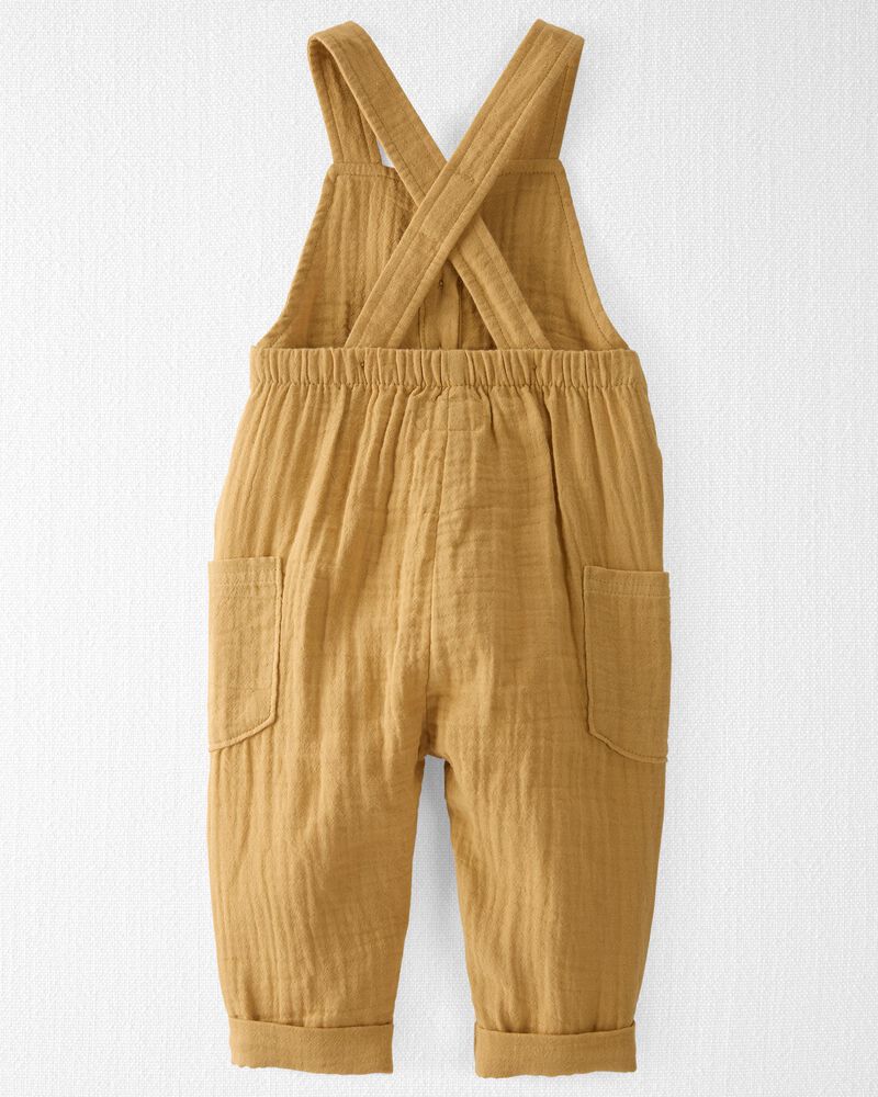 Baby Organic Cotton Gauze Overalls in Gold, image 2 of 5 slides