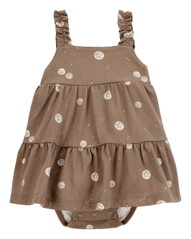 Baby Sand Dollar Tiered Sunsuit - Brown, image 1 of 3 slides