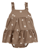 Baby Sand Dollar Tiered Sunsuit - Brown, image 1 of 3 slides