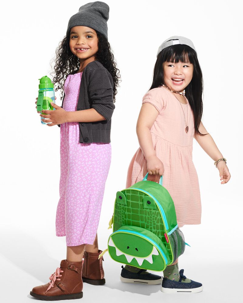 Little Kid 2-Piece Crocodile Backpack & Straw Bottle Set, image 3 of 4 slides