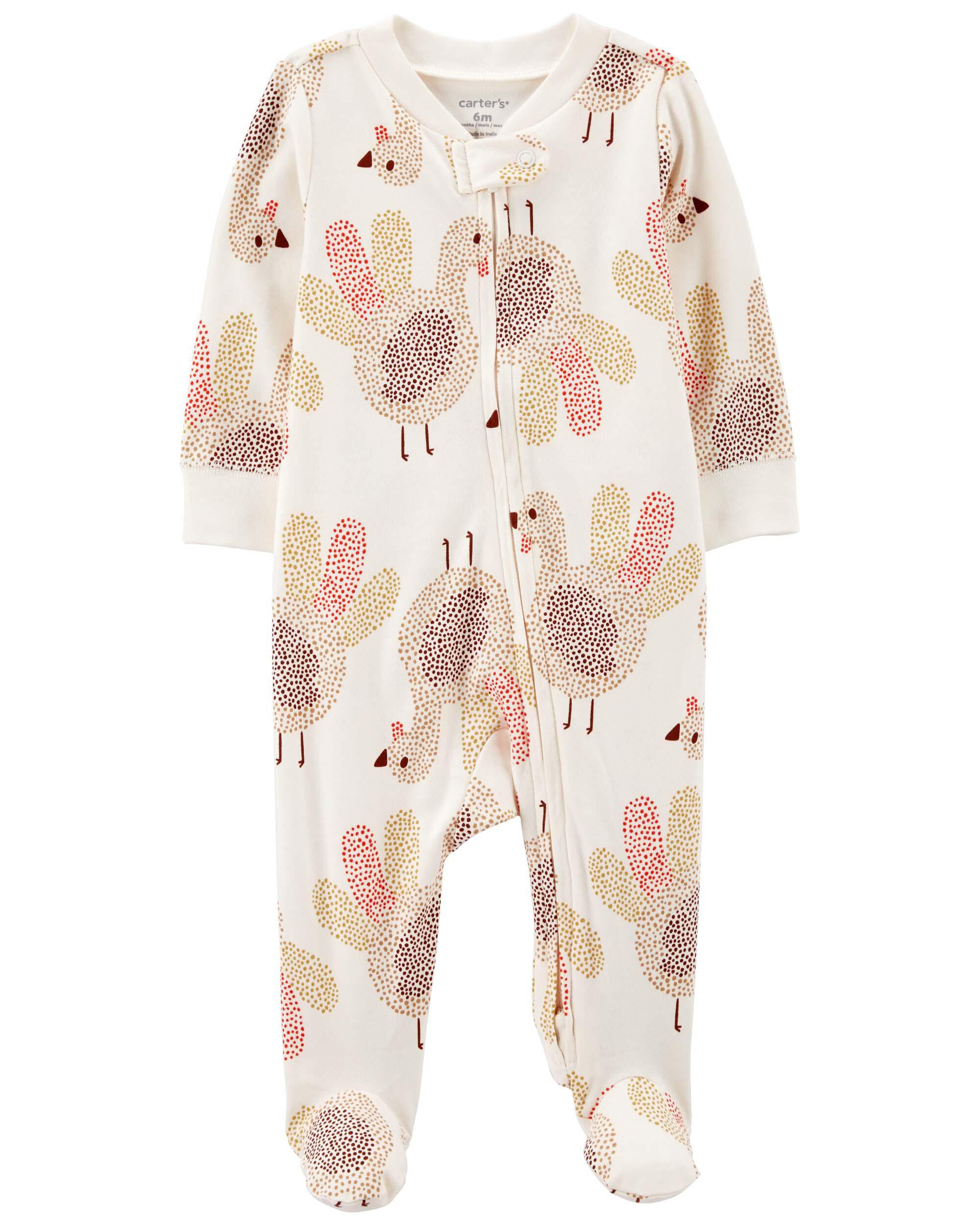 Baby Turkey 2 Way Zip Cotton Sleep Play Pajamas