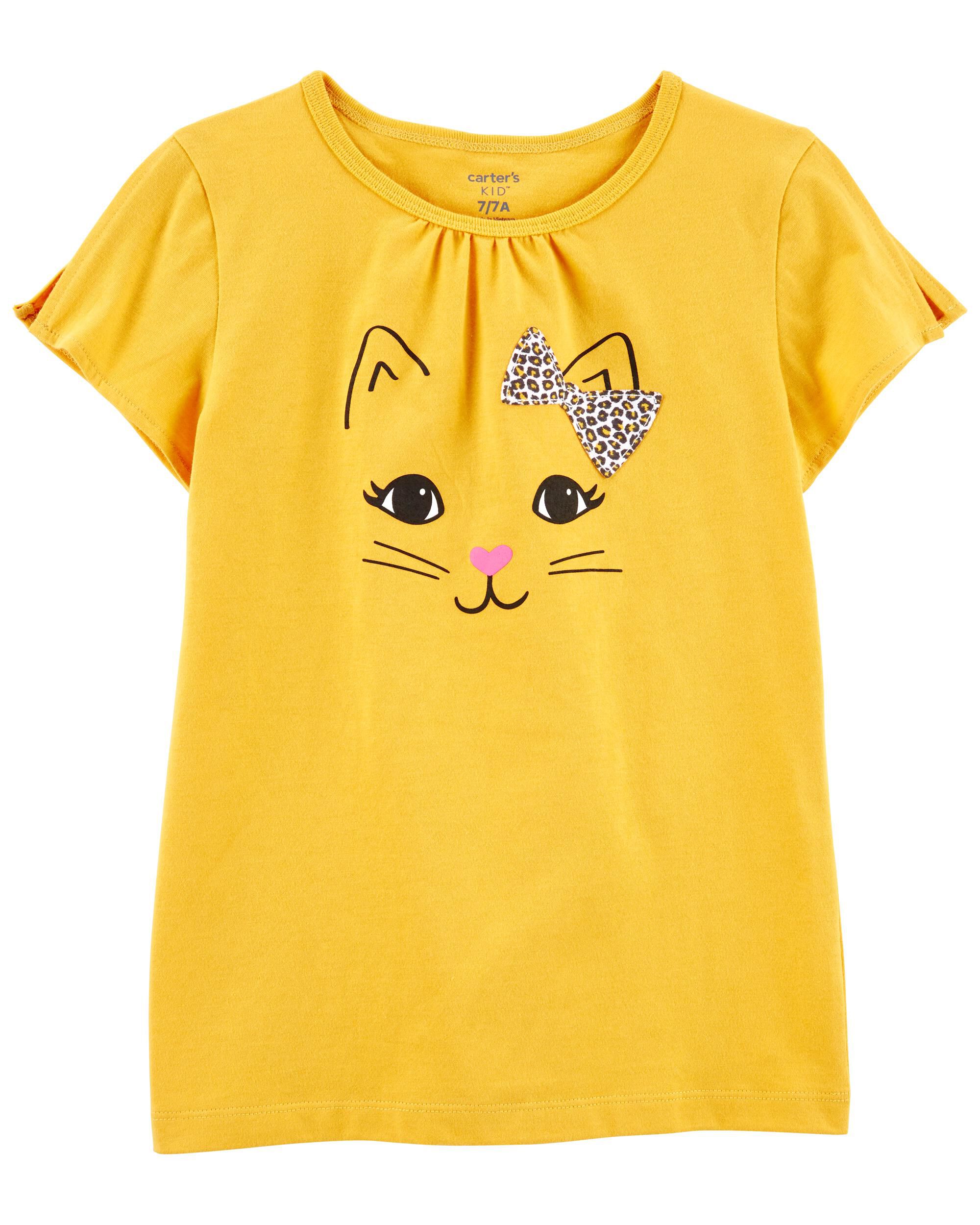 Yellow Kid Cat Bow Graphic Tee skiphop