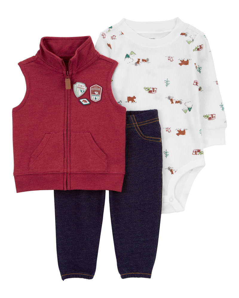 Baby 3-Piece Camping Ranger Little Vest Outfit Set, image 1 of 5 slides