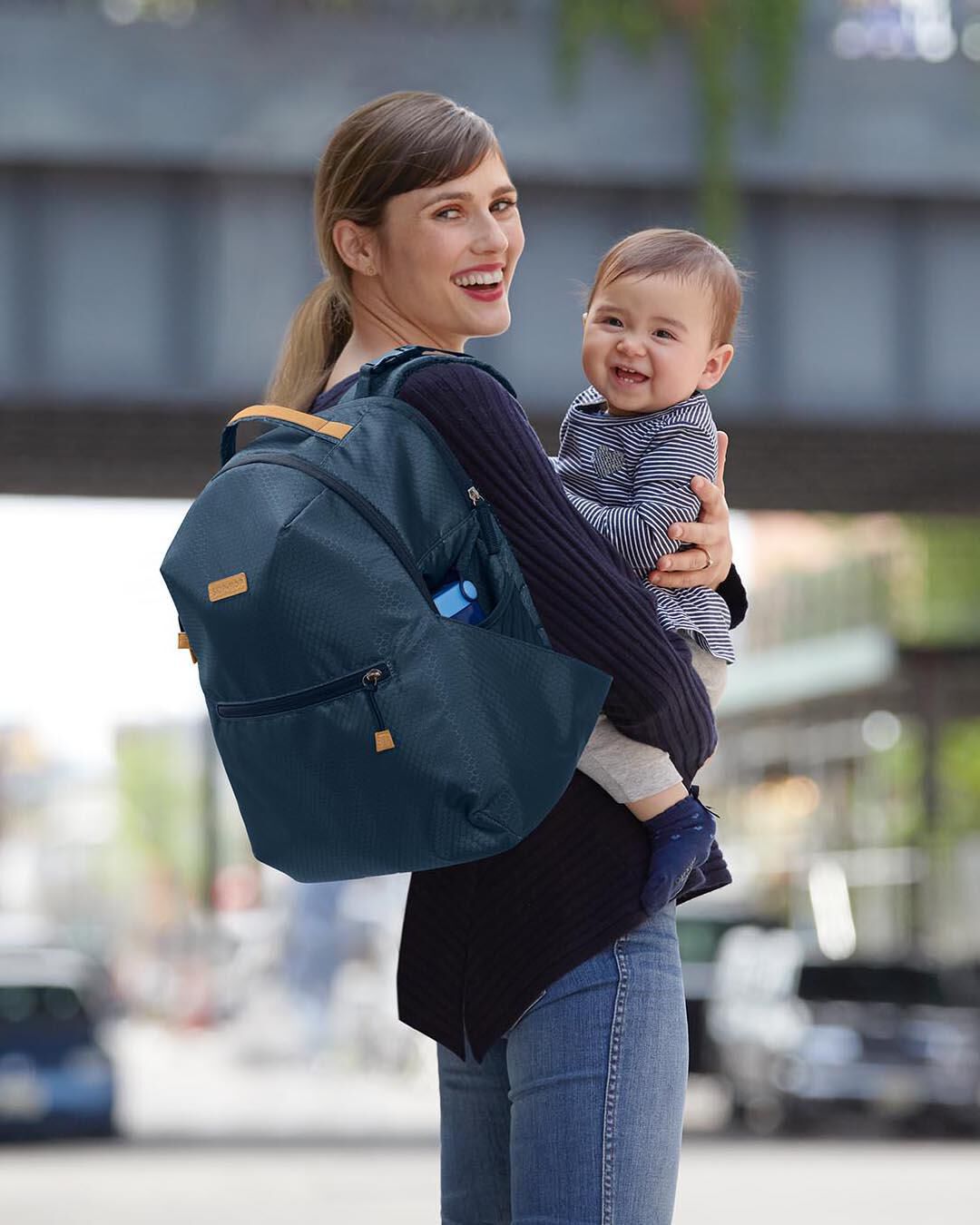 Skiphop Gray Blue Go Envi Eco-Friendly Diaper Backpack | skiphop.com