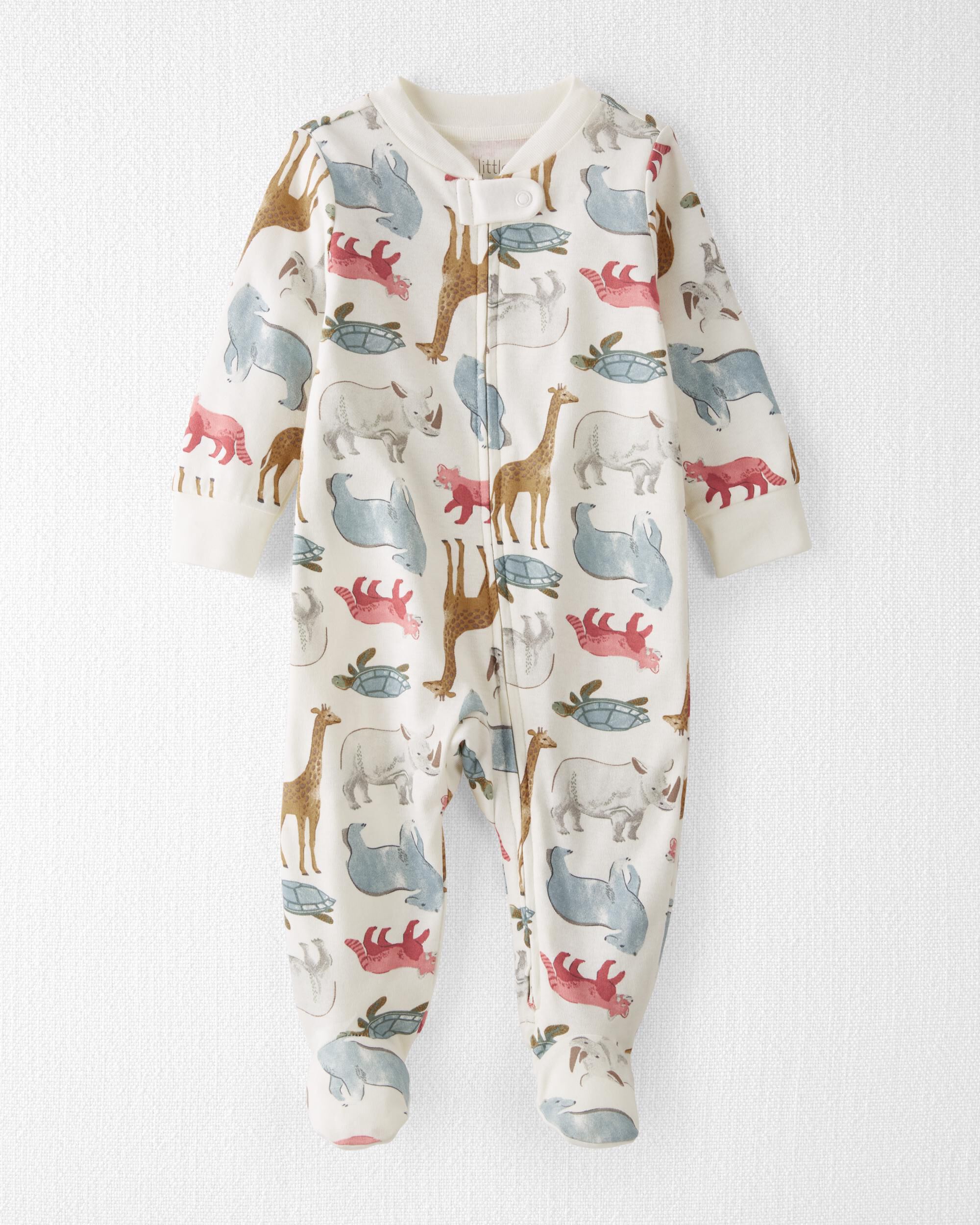 Wildlife Print Baby Organic Cotton Sleep Play Pajamas skiphop