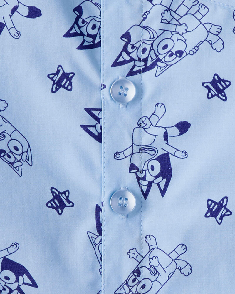 Baby Bluey Short-Sleeve Button-Front Shirt - Blue, image 2 of 2 slides