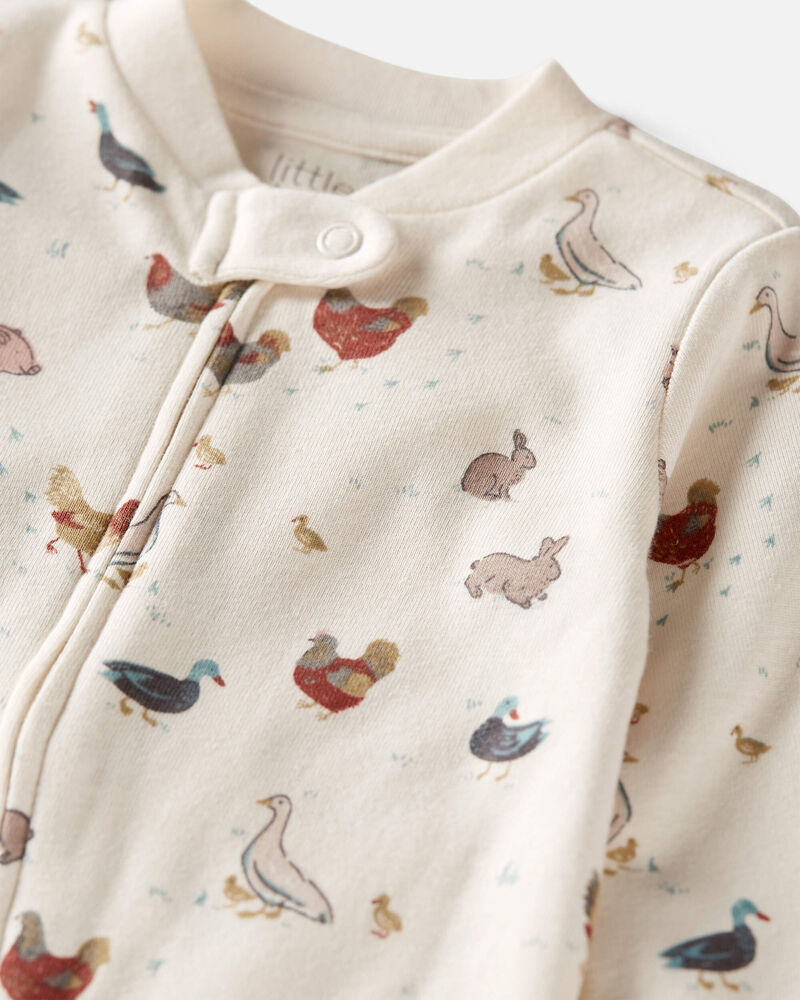 Baby Organic Cotton Sleep & Play Pajamas in Farm Animals, image 3 of 4 slides