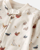 Baby Organic Cotton Sleep & Play Pajamas in Farm Animals, image 3 of 4 slides