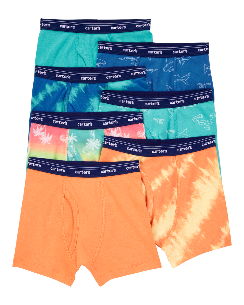 Toddler 7-Pack Cotton Tie-Dye Boxer Briefs Underwear - Blue/Orange, image 1 of 3 slides