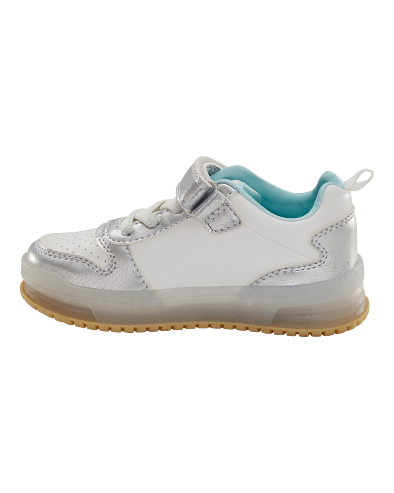 Toddler Light Up Metallic Sneakers - Silver/Aqua, image 7 of 8 slides