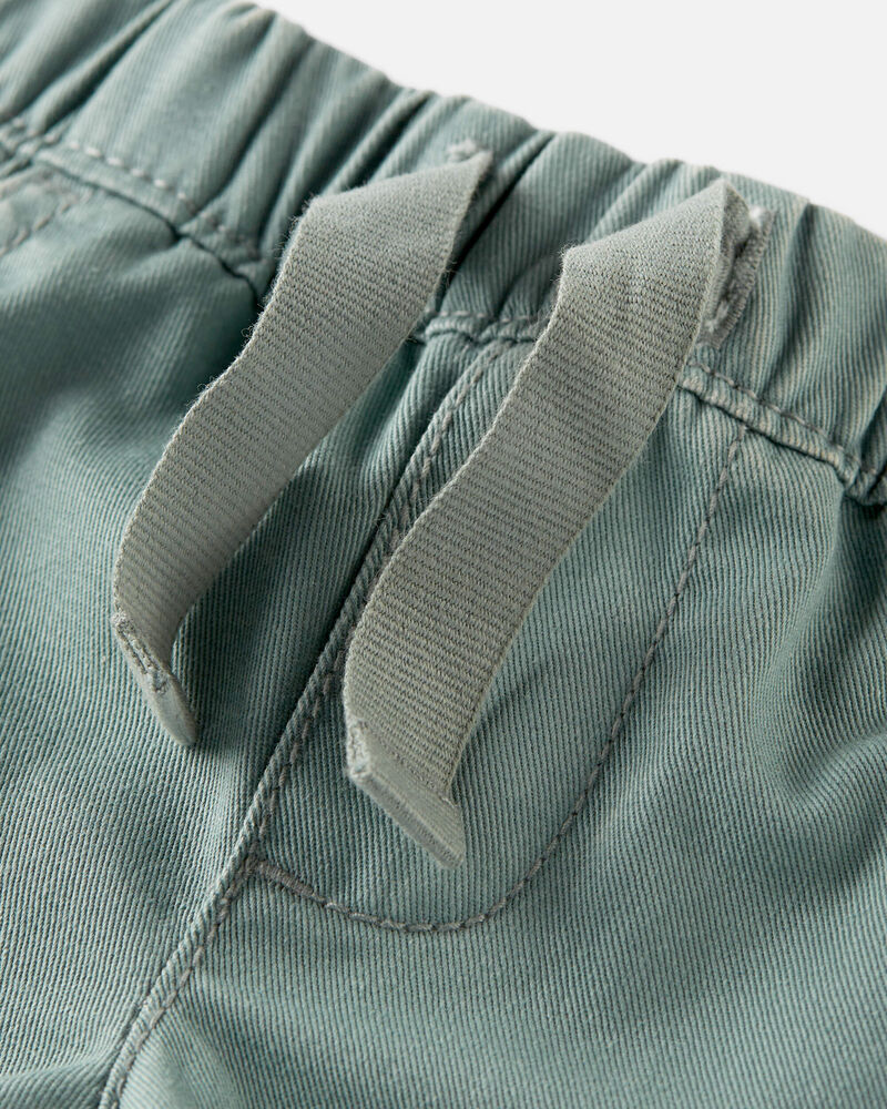 Baby Organic Cotton Drawstring Shorts in Green, image 3 of 4 slides