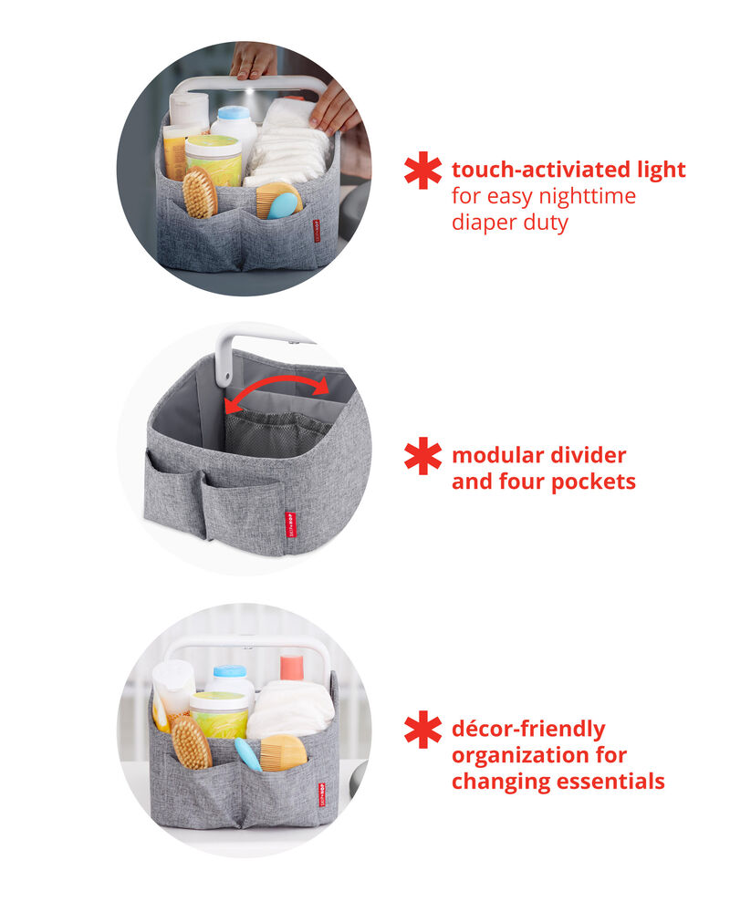 Nursery Style Light-Up Diaper Caddy - Heather Grey, image 3 of 9 slides