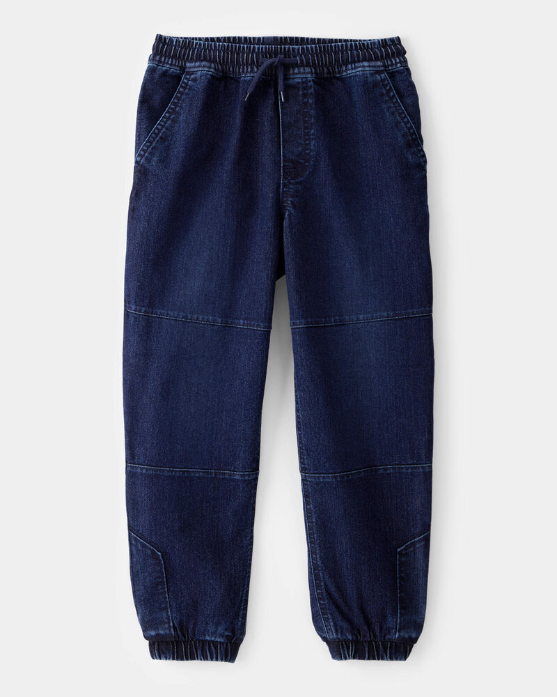 Kid Tapered Iconic Denim Drawstring Joggers - Indigo Wash, image 1 of 4 slides