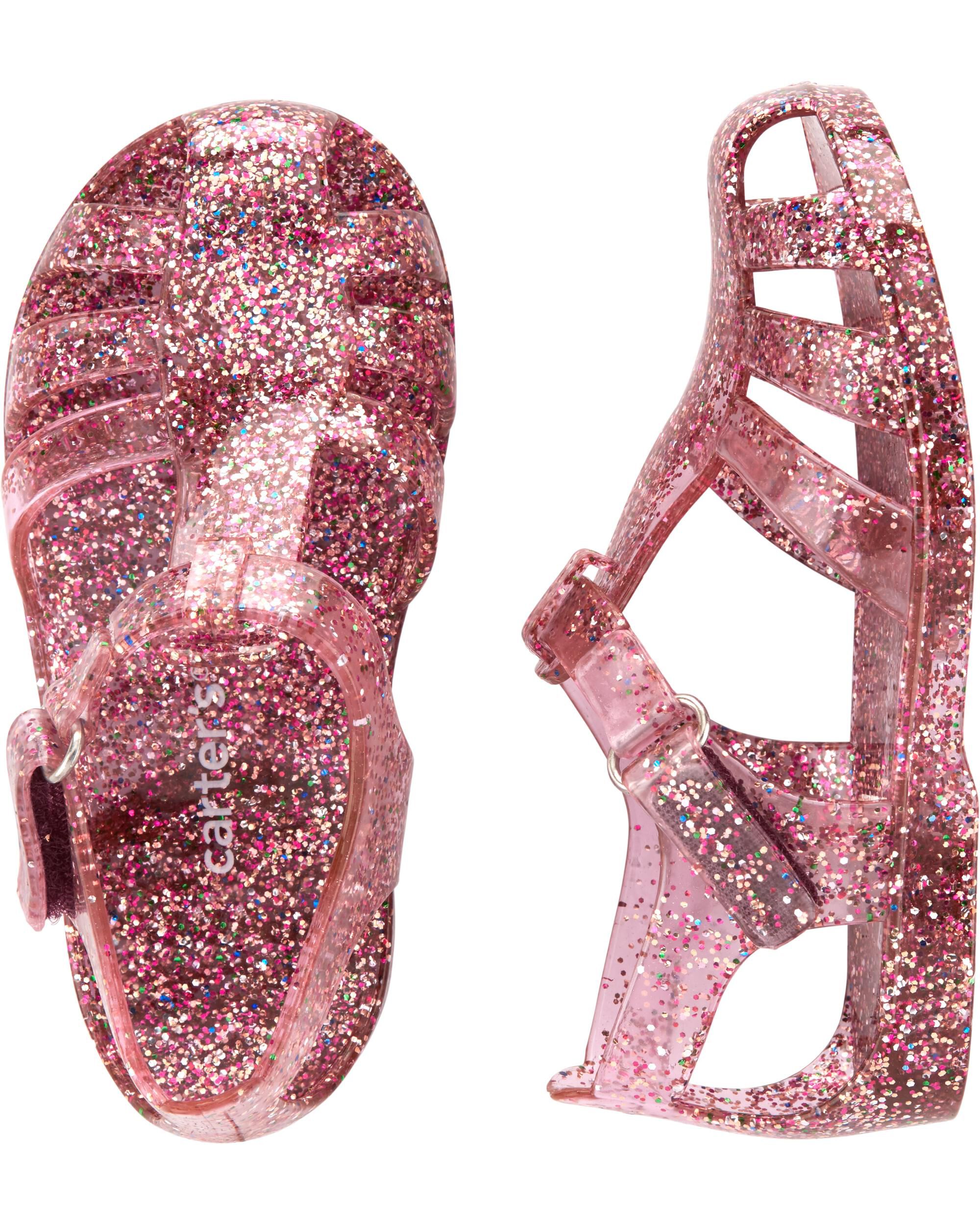 glitter jelly heels