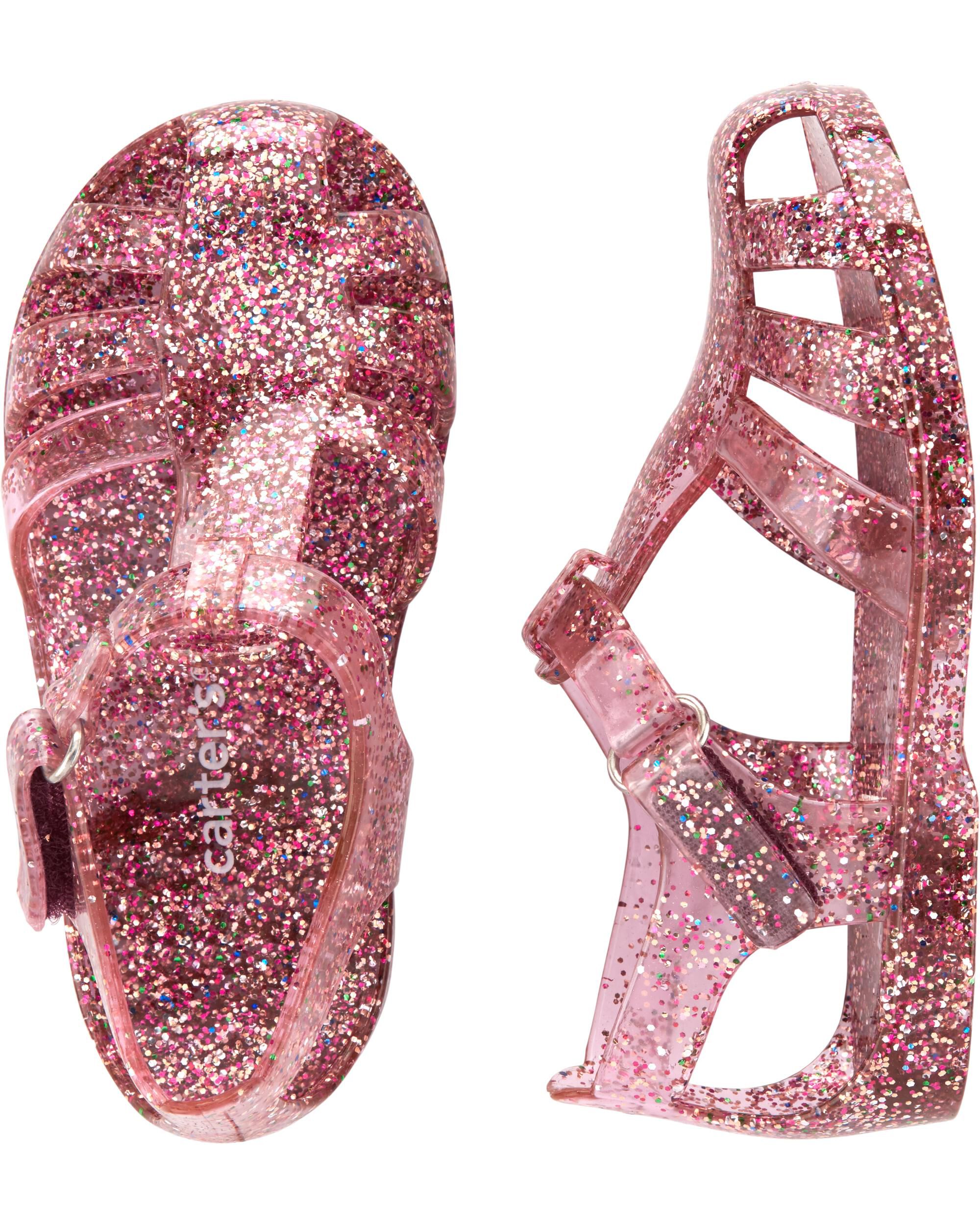 glitter gel sandals