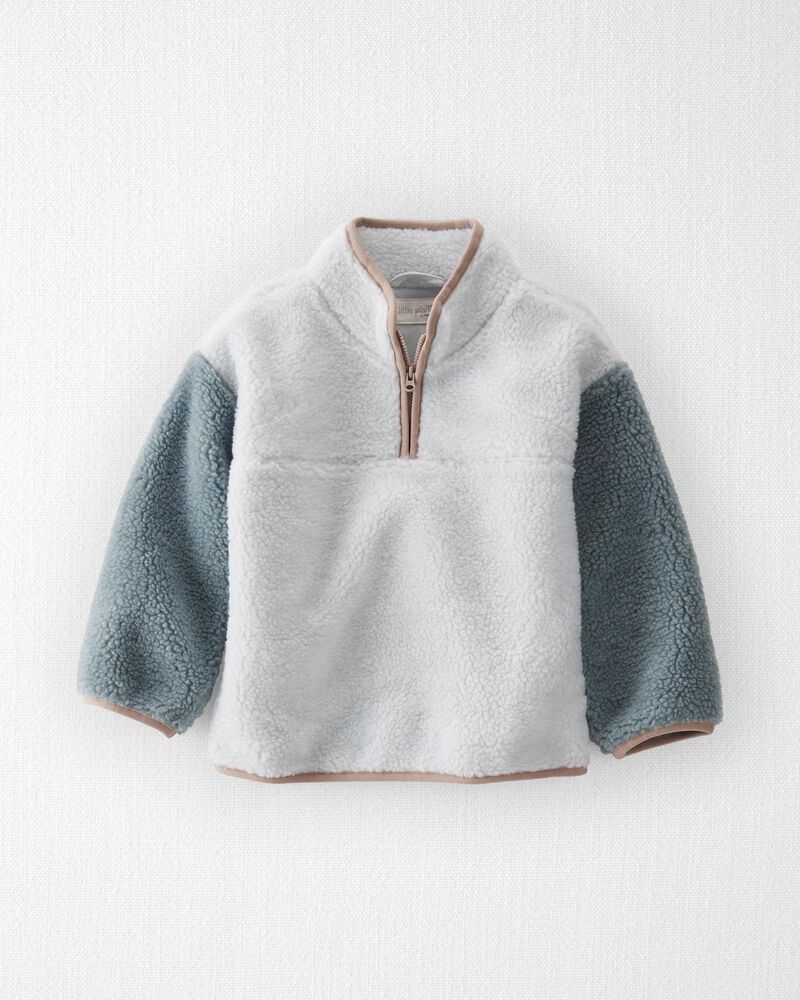 Toddler Recycled Sherpa Quarter Zip Pullover, image 1 of 3 slides