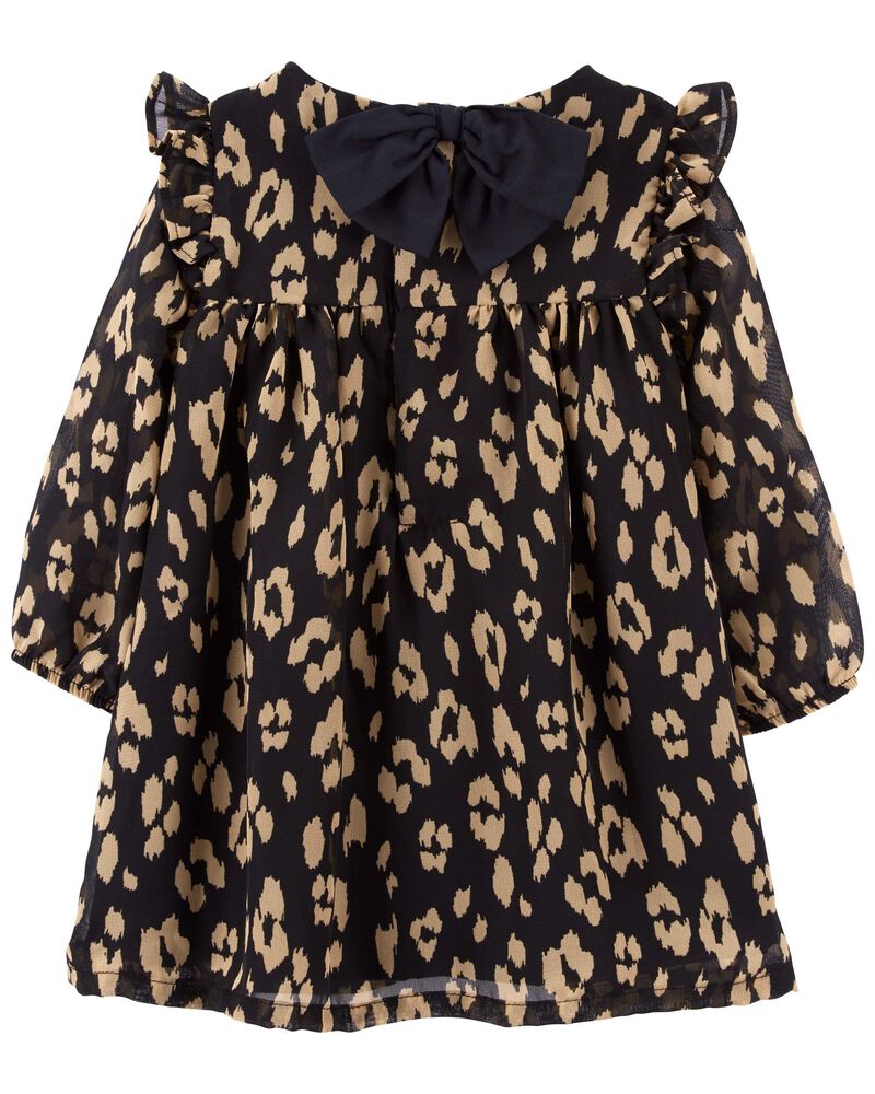 Baby Leopard Bow Dress, image 2 of 5 slides