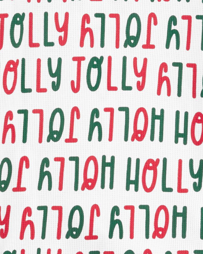 Adult 2-Piece Holly Jolly Thermal Pajamas, image 2 of 2 slides