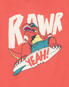 Kid Dinosaur Skateboard Graphic Tee - Orange, image 2 of 3 slides