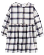 Toddler Plaid Twill Flannel Dress, image 1 of 3 slides