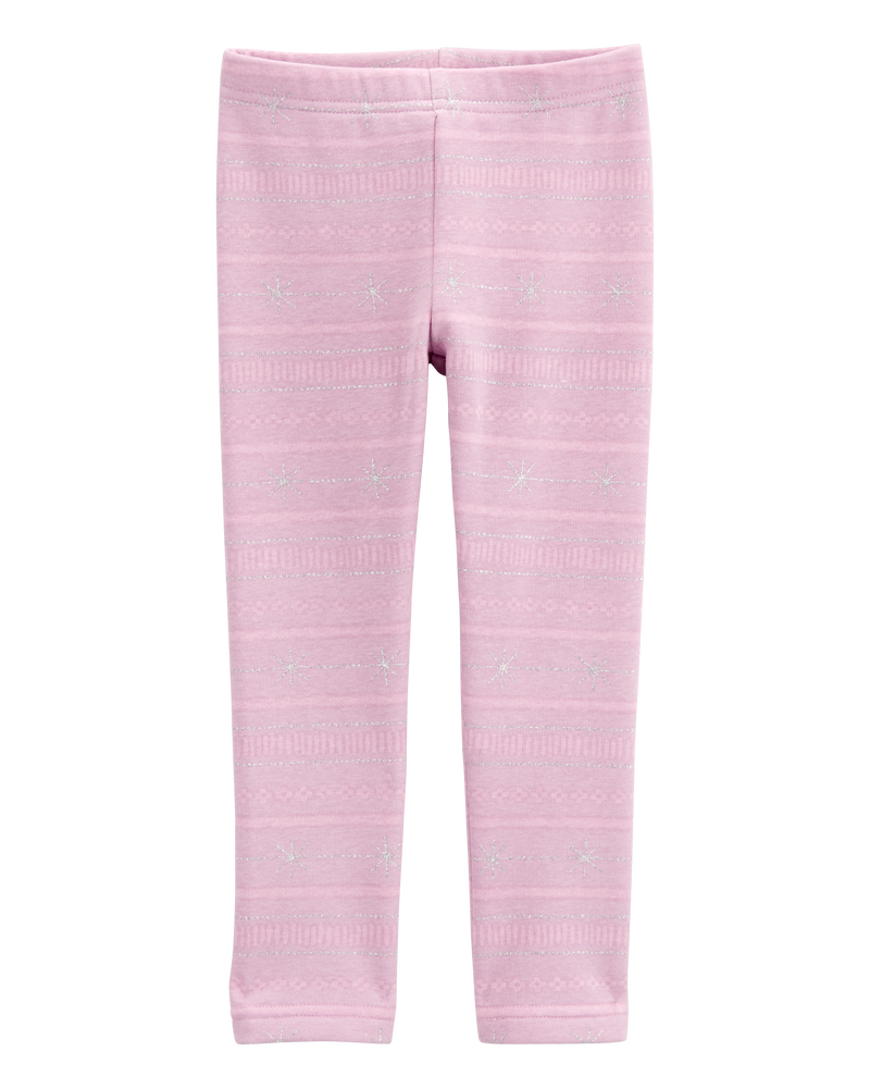Toddler Glitter Snowflake Cozy Fleece Leggings, image 3 of 7 slides