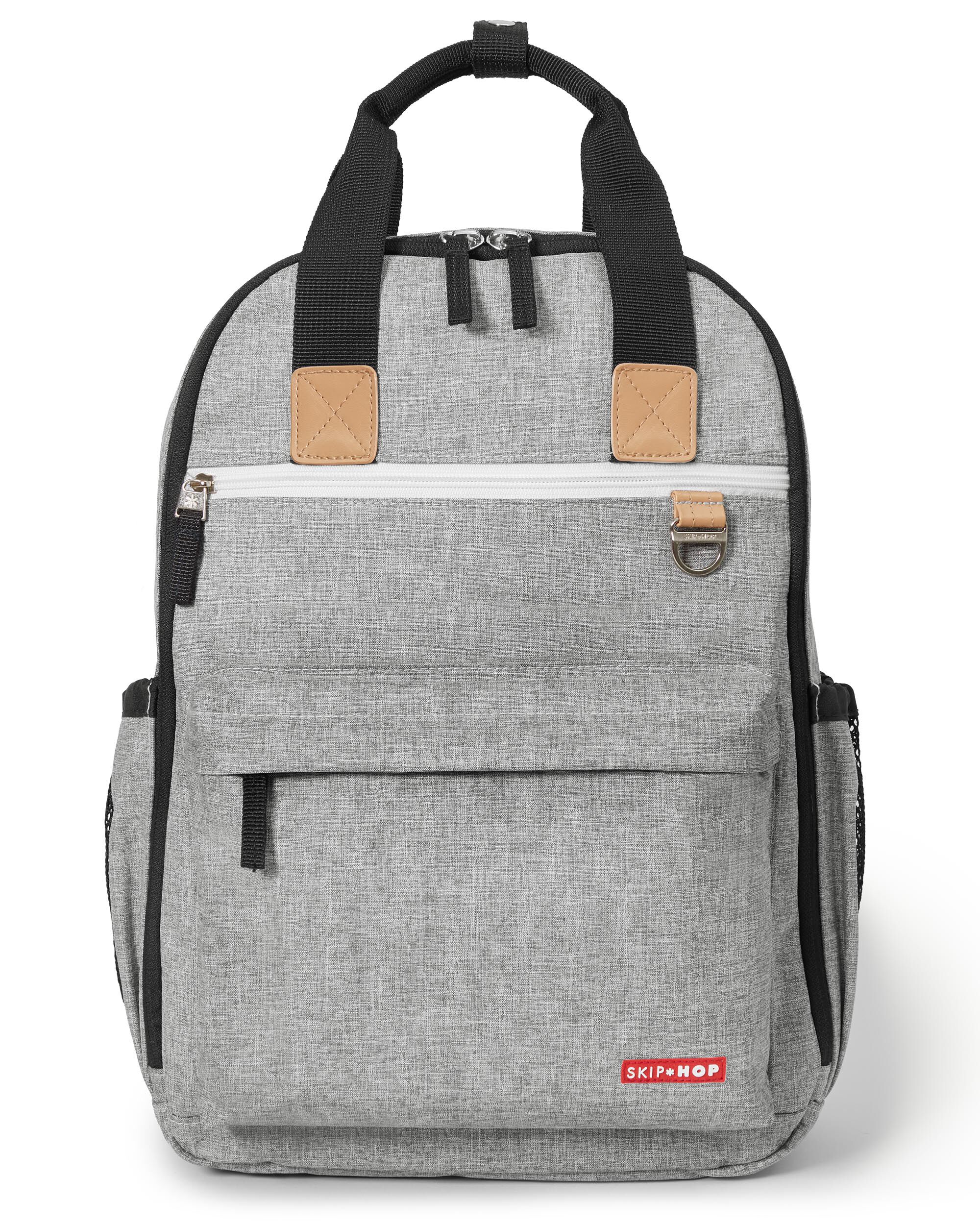 skip hop duo diaper backpack grey melange