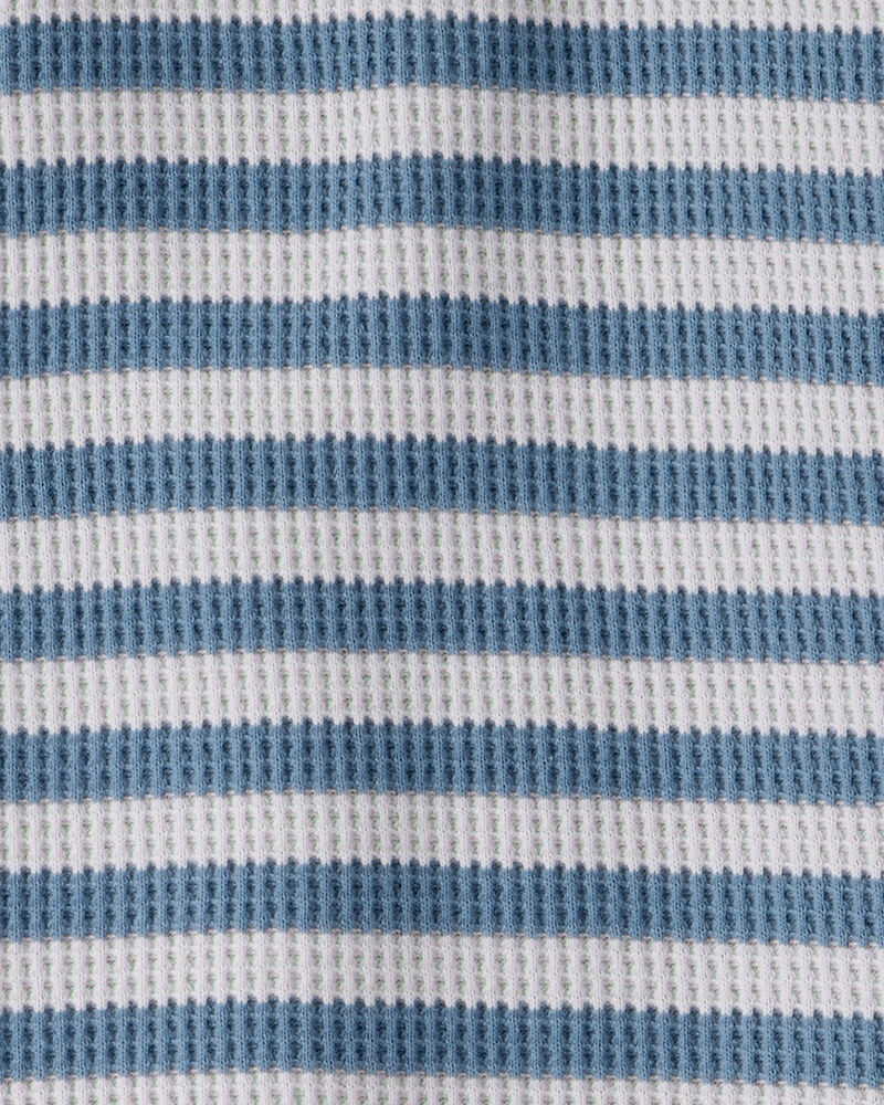 Toddler Striped Waffle Knit Pajamas Made with Organic Cotton, image 3 of 5 slides