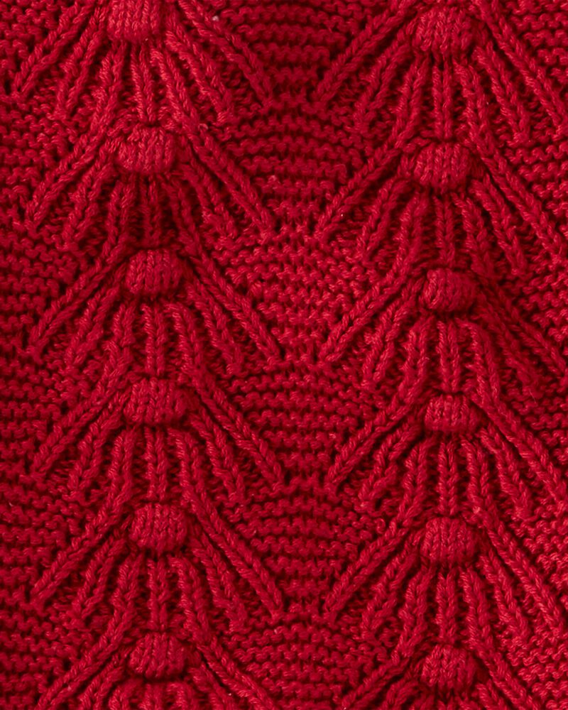Toddler Organic Cotton Cable Knit Sweater in Red, image 3 of 5 slides