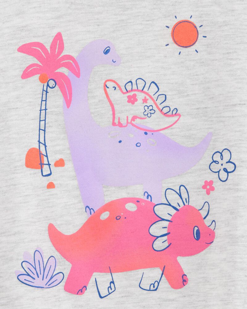 Toddler Girl Dinosaur Short-Sleeve Graphic Tee - Grey, image 2 of 3 slides