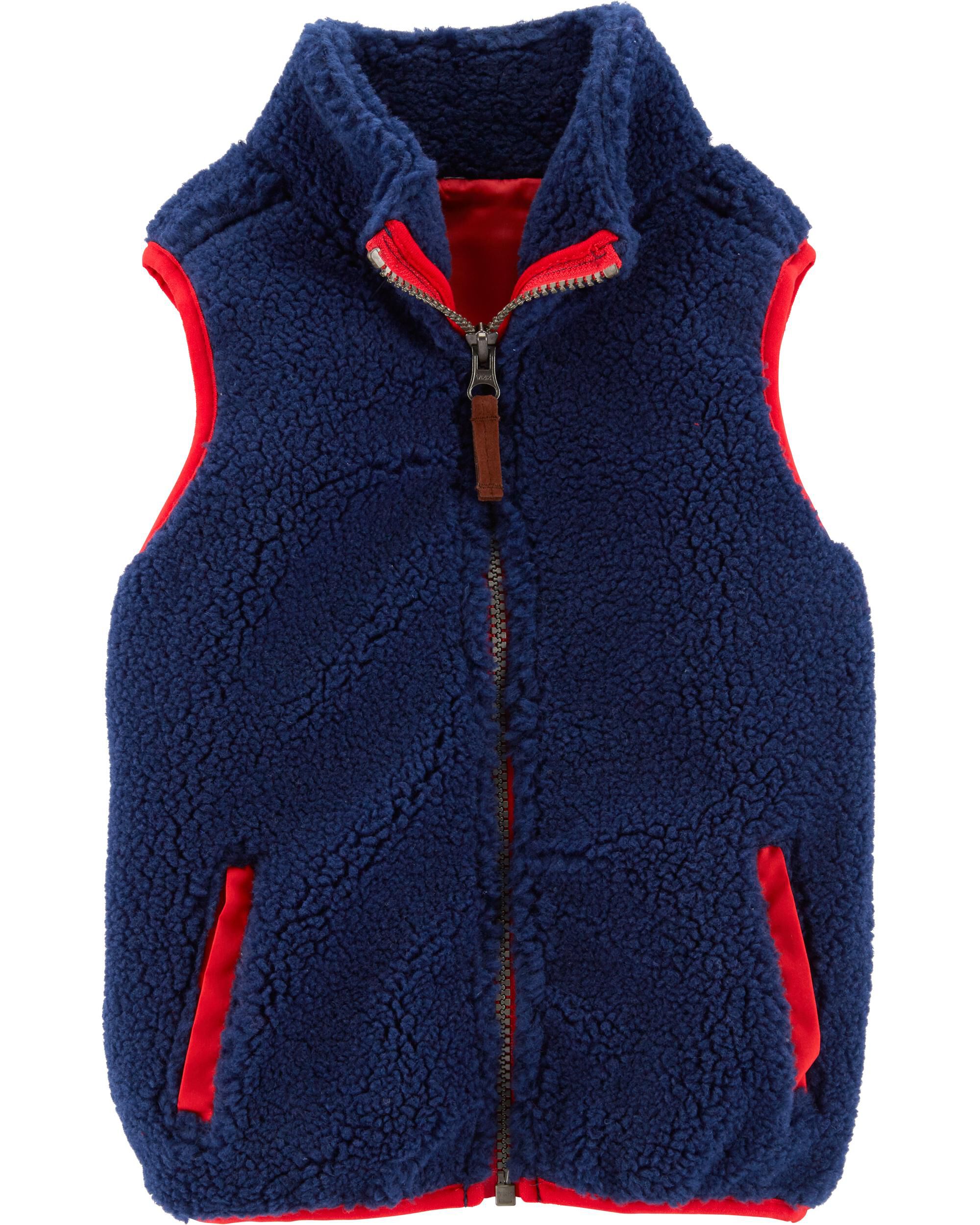 sherpa zip up vest